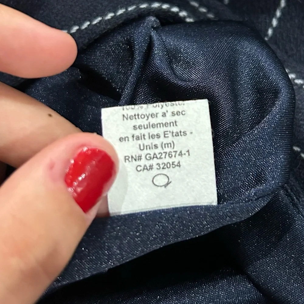 Eva Franco Navy Pinstripe Pencil Skirt with Ruffle Detail - Picture 8 of 9